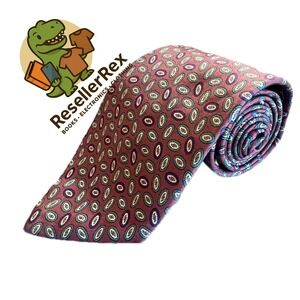 Savile Row Mens Paisley Silk Necktie Burgundy Blue Green